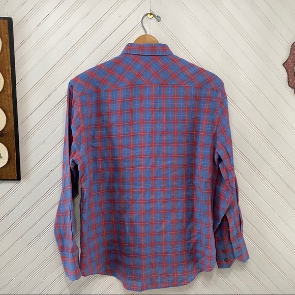 Zachary Prell Plaid Linen Button Down Shirt - Picture 12 of 12